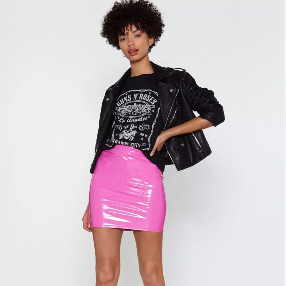Nasty Gal Vinyl Pink Bubblegum Skirt